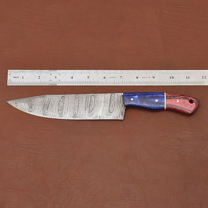 Precision Forged Damascus Steel Knife  Professional Fillet Chef Knife With Leather Cover 2