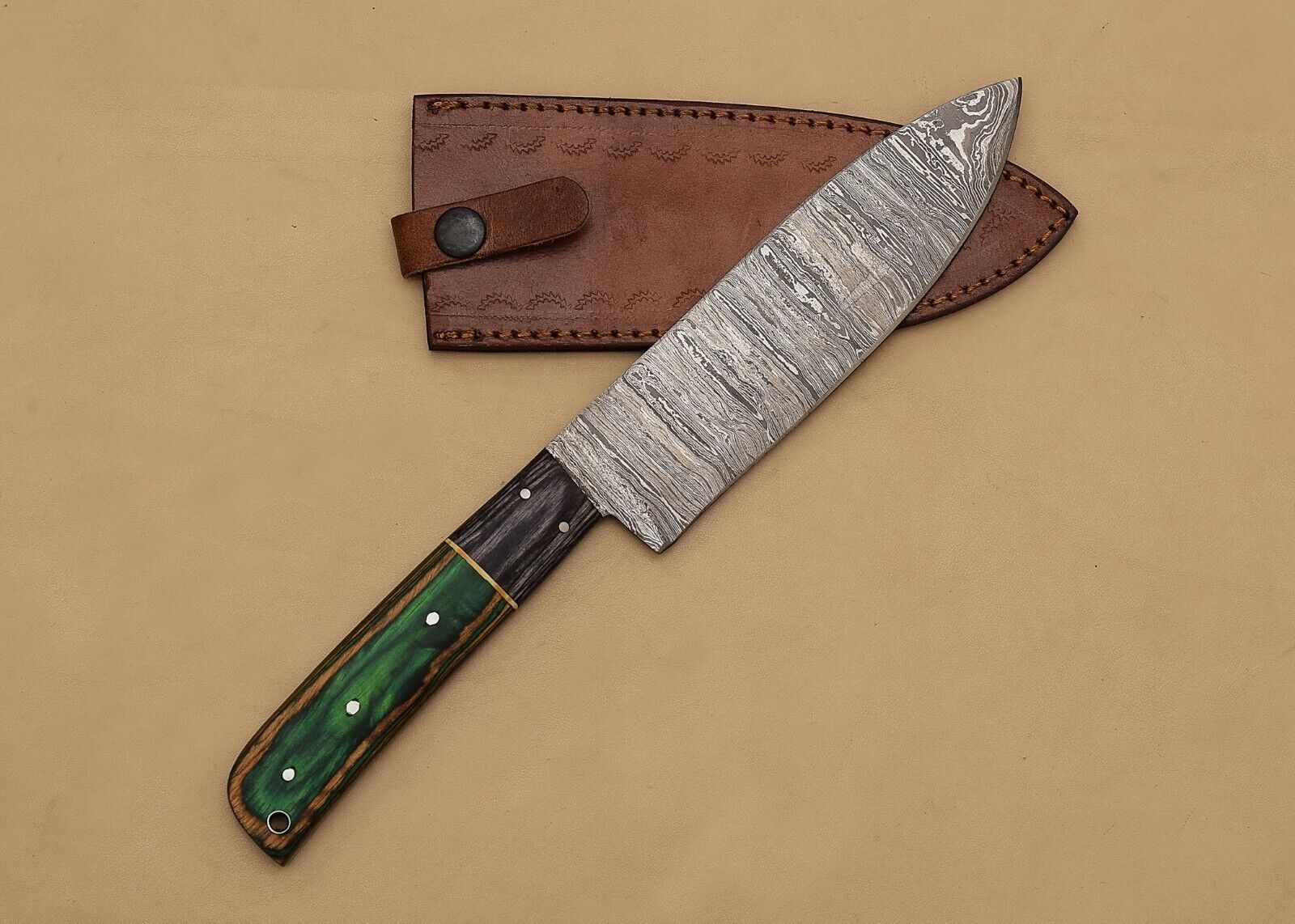 Handmade Damascus Master Chef Fillet Knife  Stunning Pattern Blade  Wooden Grip 1
