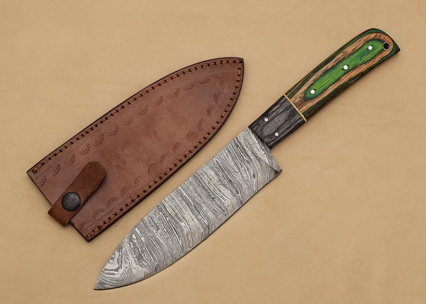 Handmade Damascus Master Chef Fillet Knife  Stunning Pattern Blade  Wooden Grip 2