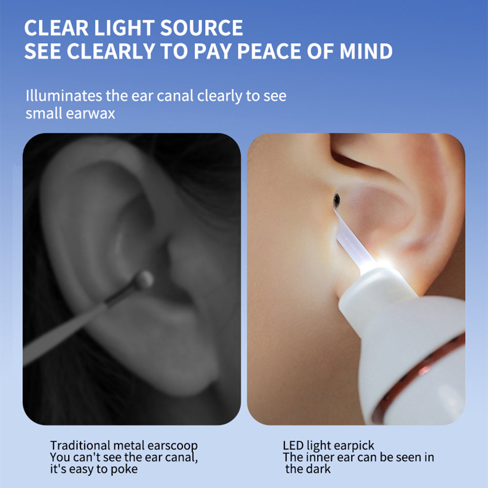 Painless Vacuum Ear Wax Pick Remover Electric Ear Cleaner Cordless Luminous Ear Cleaning Device For 1