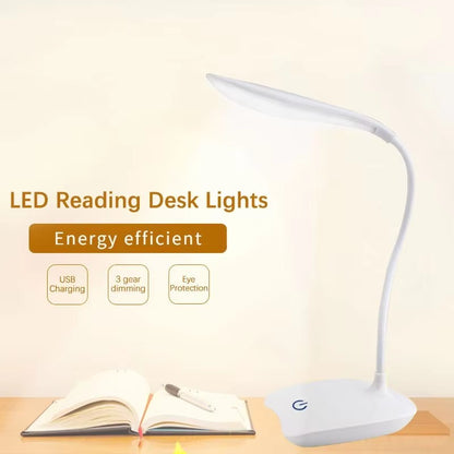 Rechargeable LED Desk Lamp, Portable, Touch Dimming, Eye Care Night Light for Office, Study, and Bedside Reading