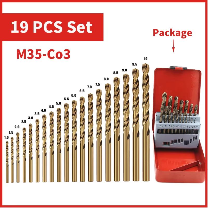 UltimateCut M35 Cobalt High Speed Steel Twist Drill Bit Set  Precision Metal  Stainless Steel Drill 10