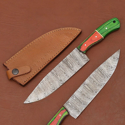 Professional Handmade Damascus Steel Chef Knife – Sharp Fillet Blade with Sheath
