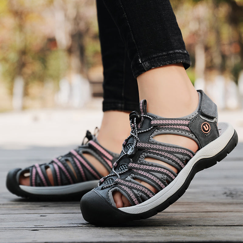 Womens Summer Genuine Leather Wedge Sandals Fashionable Breathable Casual Shoes For Beach Outdoor   1