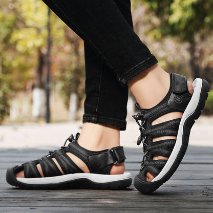 Womens Summer Genuine Leather Wedge Sandals Fashionable Breathable Casual Shoes For Beach Outdoor   4