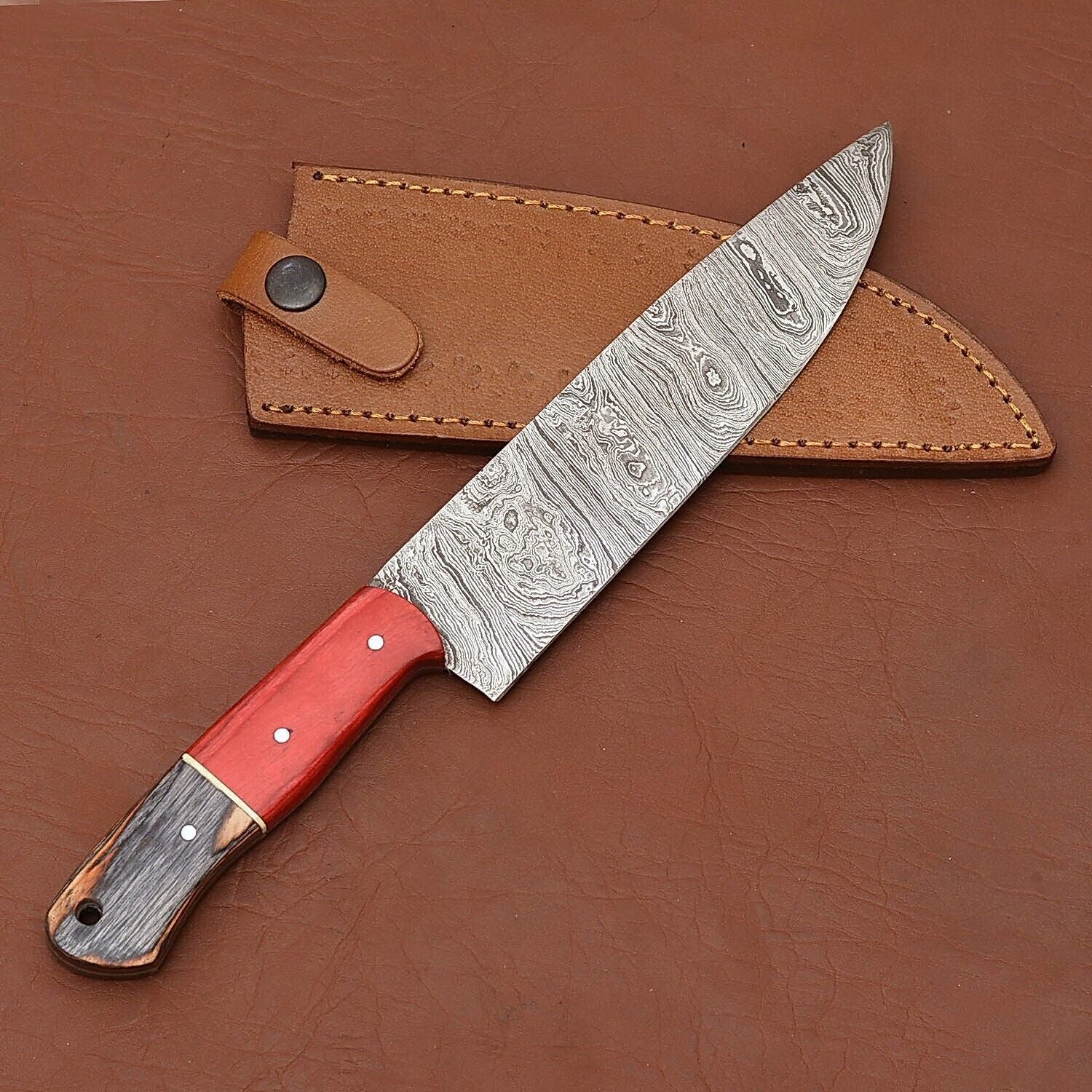 Artisan Damascus Steel Fillet Knife  Handcrafted Chef Knife With Wooden Handle 2