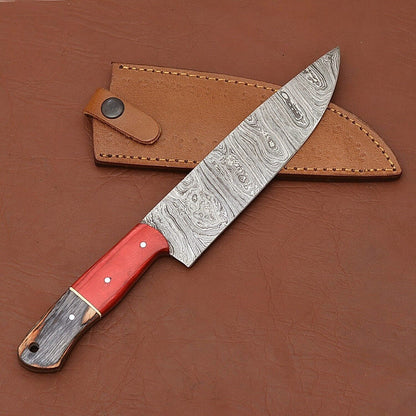 Artisan Damascus Steel Fillet Knife  Handcrafted Chef Knife With Wooden Handle 2