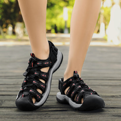New Designer Genuine Leather Women Sandals Lightweight Outdoor Gladiator Sandals  Heeled Summer Foo 2