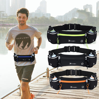Running Waist Belt for Marathon Trail, Dual Pocket Sports Fanny Pack, Water Bottle Holder Waist Bag for Man Woman Fitnes