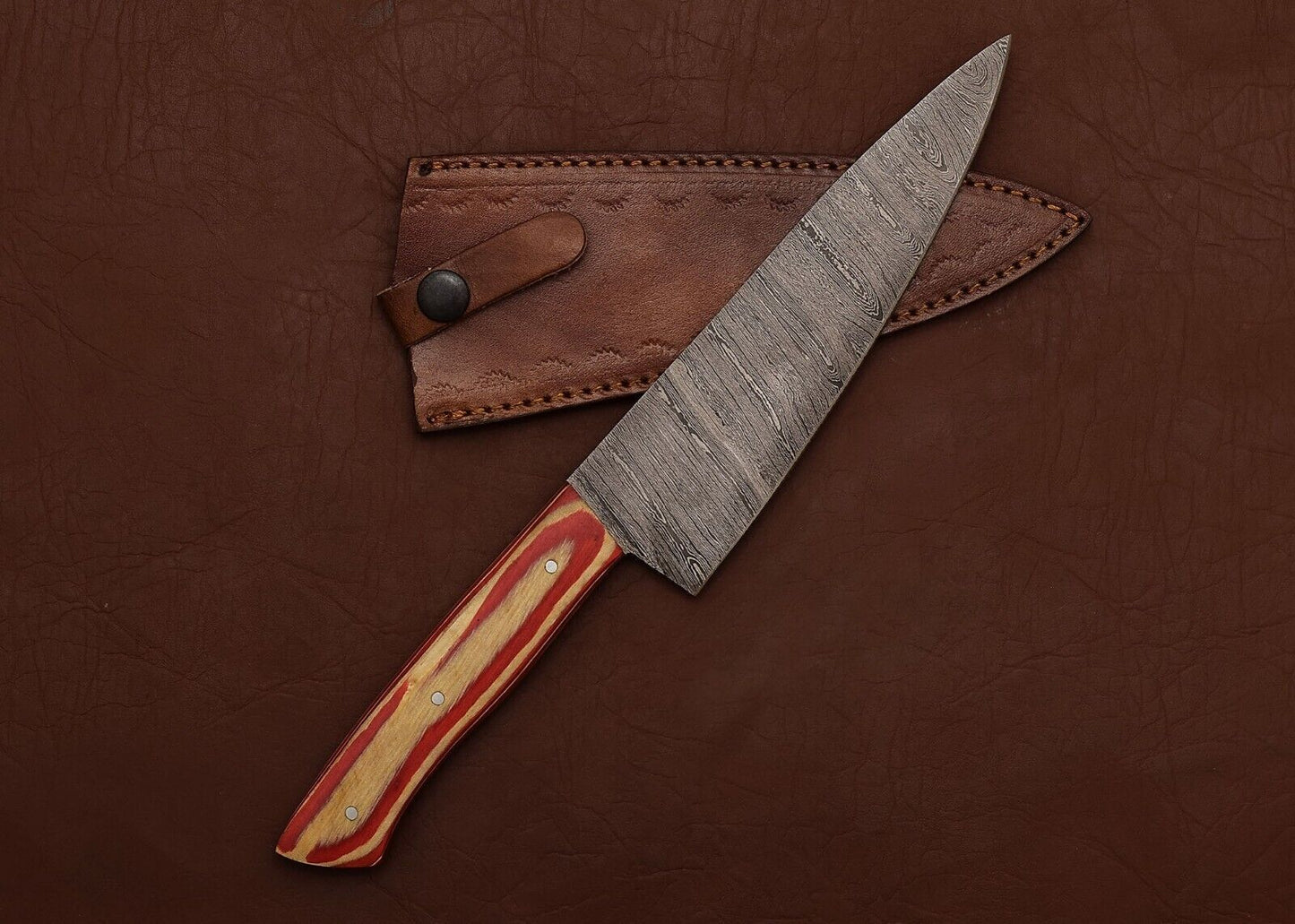 Damascus Steel Chef Knife  Handmade 12 Fillet Blade For Kitchen  Hunting 1