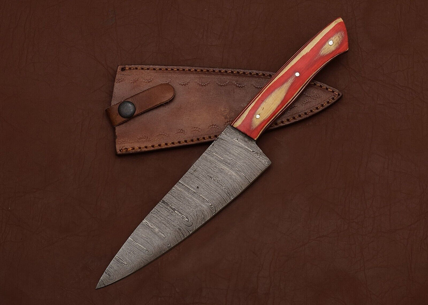 Damascus Steel Chef Knife  Handmade 12 Fillet Blade For Kitchen  Hunting 2