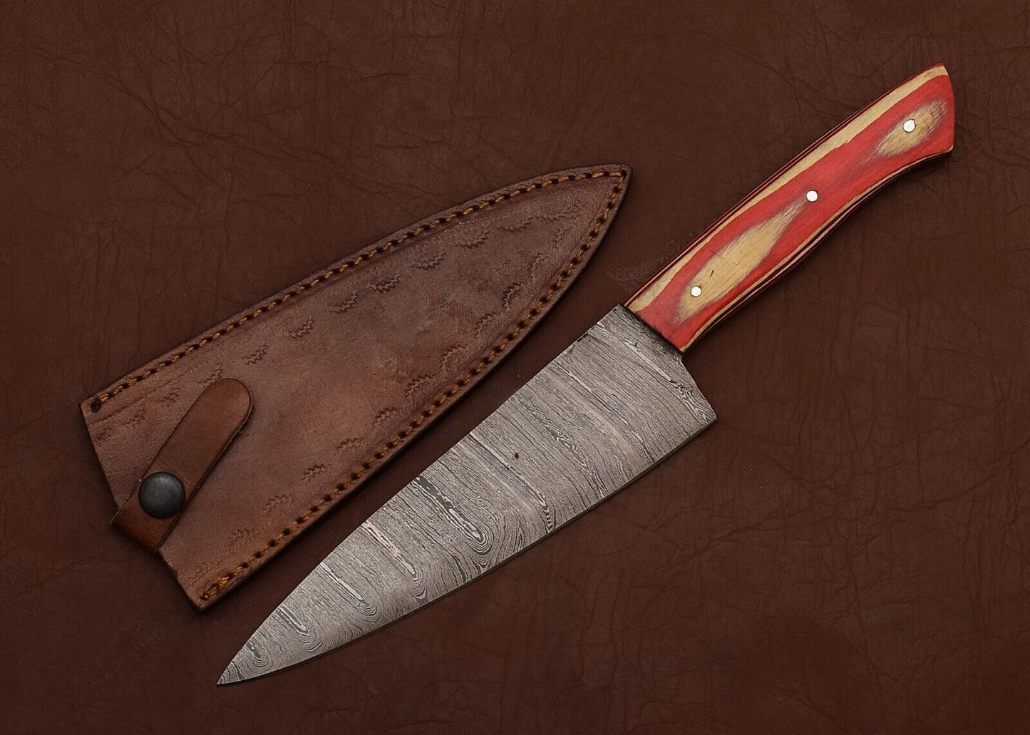 Damascus Steel Chef Knife – Handmade 12" Fillet Blade for Kitchen & Hunting