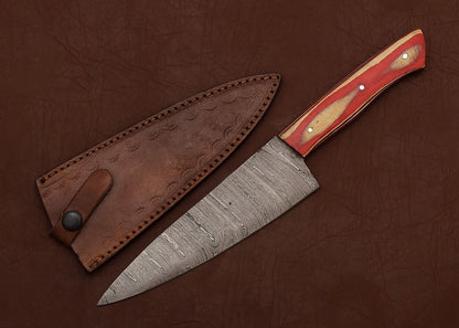 Damascus Steel Chef Knife – Handmade 12" Fillet Blade for Kitchen & Hunting