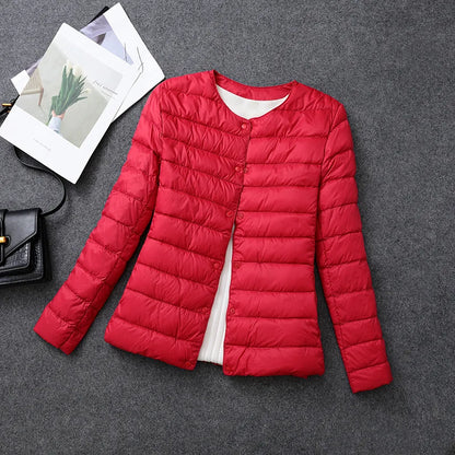 Women's Lightweight Down Jacket, Matt Fabric Windbreaker Parka, Warm Duck Down Coat