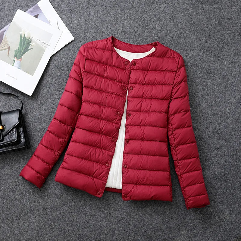 Womens Lightweight Down Jacket Matt Fabric Windbreaker Parka Warm Duck Down Coat 5