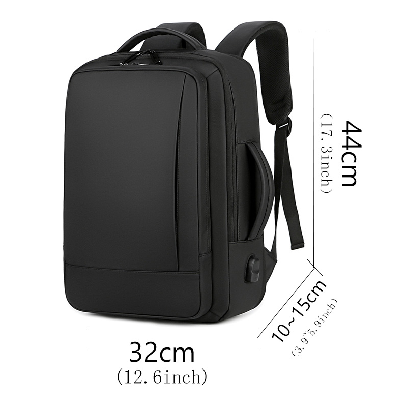 Business Casual Men's Expandable Travel Backpack, Waterproof Fabric, USB Charging, Ideal for Work and Daily Commute