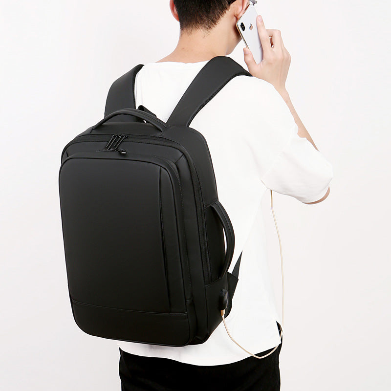 Business Casual Men's Expandable Travel Backpack, Waterproof Fabric, USB Charging, Ideal for Work and Daily Commute