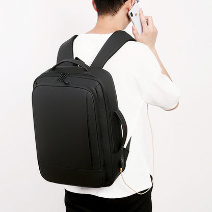 Business Casual Men's Expandable Travel Backpack, Waterproof Fabric, USB Charging, Ideal for Work and Daily Commute