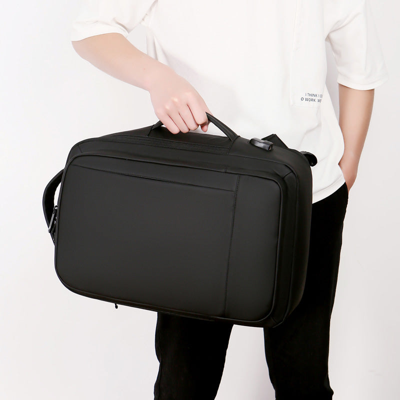 Business Casual Men's Expandable Travel Backpack, Waterproof Fabric, USB Charging, Ideal for Work and Daily Commute