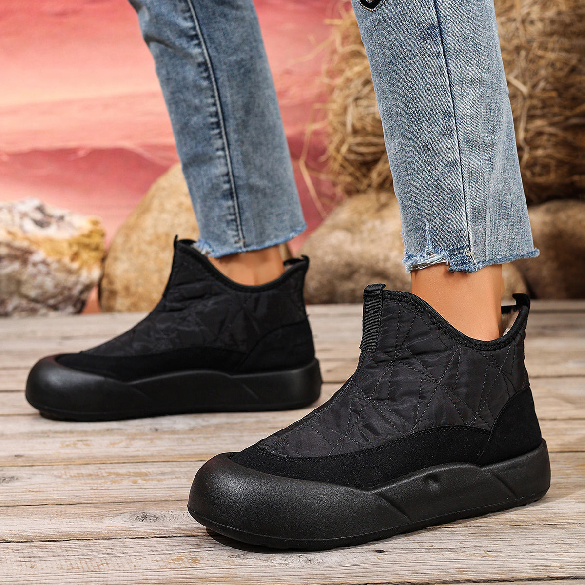 Womens Winter Down Cloth Snow Boots NonSlip Thick Bottom FleeceLined Soft Cotton Shoes For Cold Wea 5