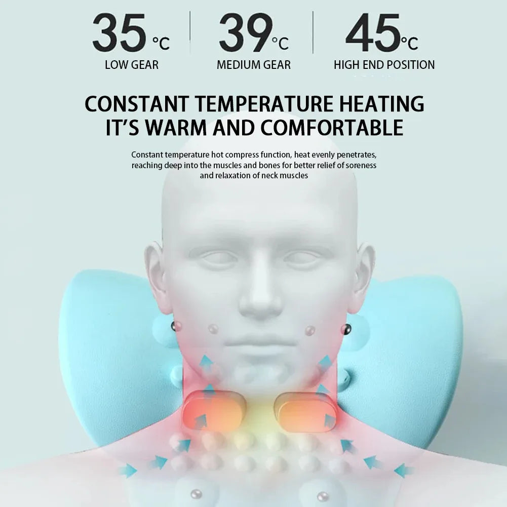 Portable Neck And Head Acupressure Pillow Deep Relief Massager For Neck Back Shoulders Heating And  2