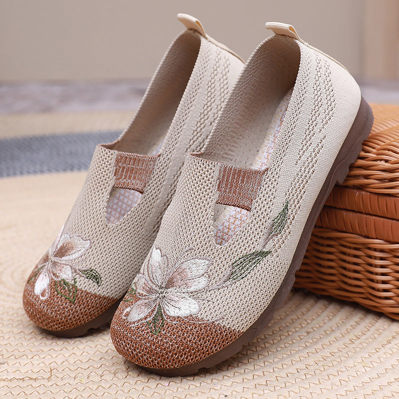 New Womens Summer Casual Shoes Lightweight Breathable Embroidered Flat Shoes With Soft NonSlip Sole 7