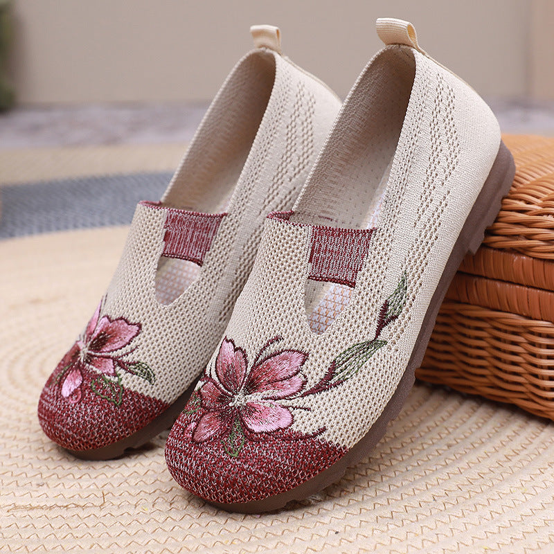 New Womens Summer Casual Shoes Lightweight Breathable Embroidered Flat Shoes With Soft NonSlip Sole 6
