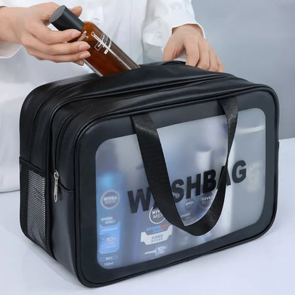 Double Transparent PU, Dry Wet Separation, Travel Makeup Bag Portable, Cosmetic Storage Bag, Washing Bag