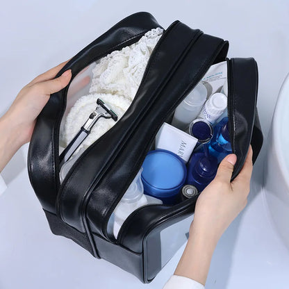 Double Transparent PU, Dry Wet Separation, Travel Makeup Bag Portable, Cosmetic Storage Bag, Washing Bag