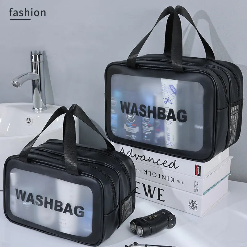 Double Transparent PU, Dry Wet Separation, Travel Makeup Bag Portable, Cosmetic Storage Bag, Washing Bag