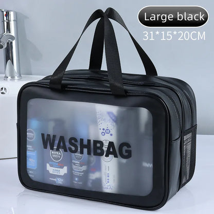 Double Transparent PU, Dry Wet Separation, Travel Makeup Bag Portable, Cosmetic Storage Bag, Washing Bag