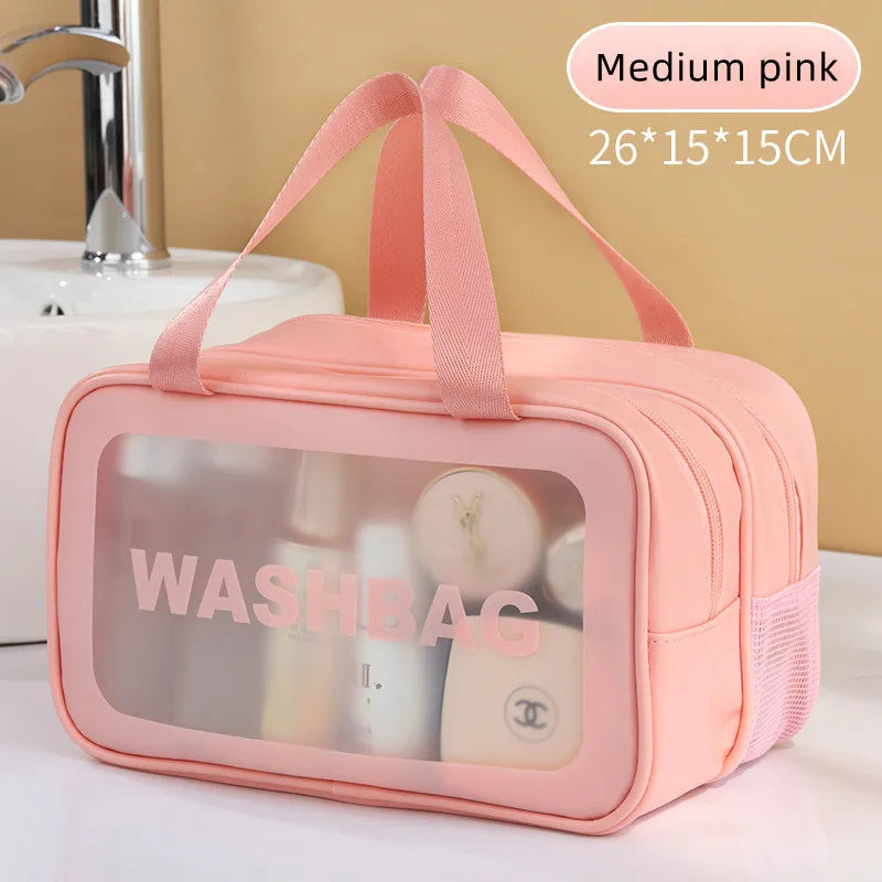 Double Transparent PU, Dry Wet Separation, Travel Makeup Bag Portable, Cosmetic Storage Bag, Washing Bag