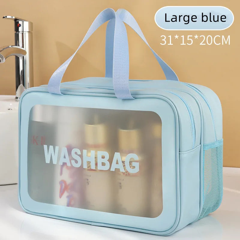 Double Transparent PU, Dry Wet Separation, Travel Makeup Bag Portable, Cosmetic Storage Bag, Washing Bag