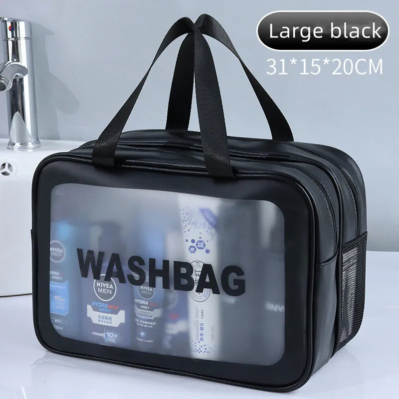 Double Transparent PU, Dry Wet Separation, Travel Makeup Bag Portable, Cosmetic Storage Bag, Washing Bag