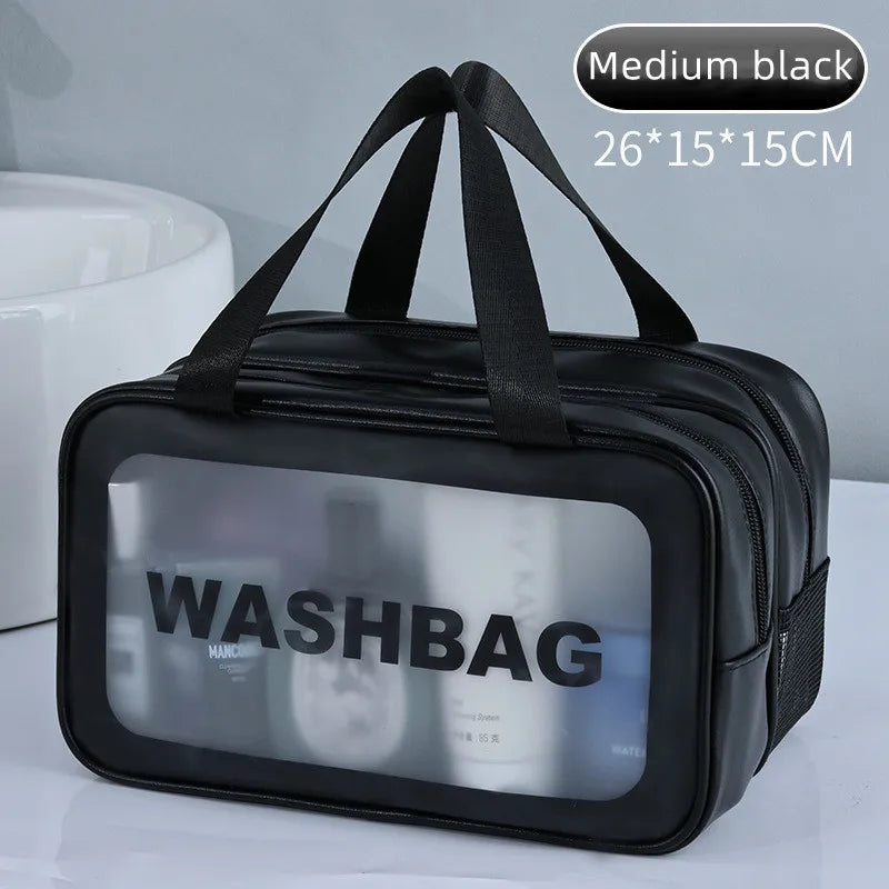 Double Transparent PU, Dry Wet Separation, Travel Makeup Bag Portable, Cosmetic Storage Bag, Washing Bag