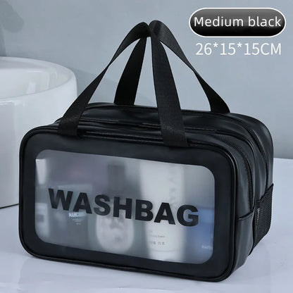 Double Transparent PU, Dry Wet Separation, Travel Makeup Bag Portable, Cosmetic Storage Bag, Washing Bag
