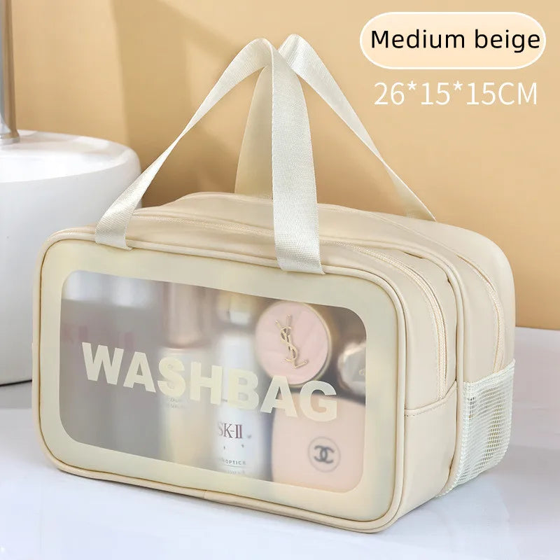 Double Transparent PU, Dry Wet Separation, Travel Makeup Bag Portable, Cosmetic Storage Bag, Washing Bag