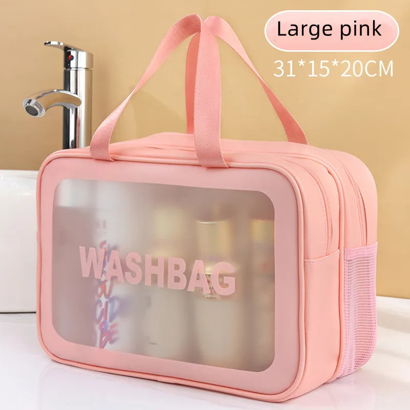 Double Transparent PU, Dry Wet Separation, Travel Makeup Bag Portable, Cosmetic Storage Bag, Washing Bag