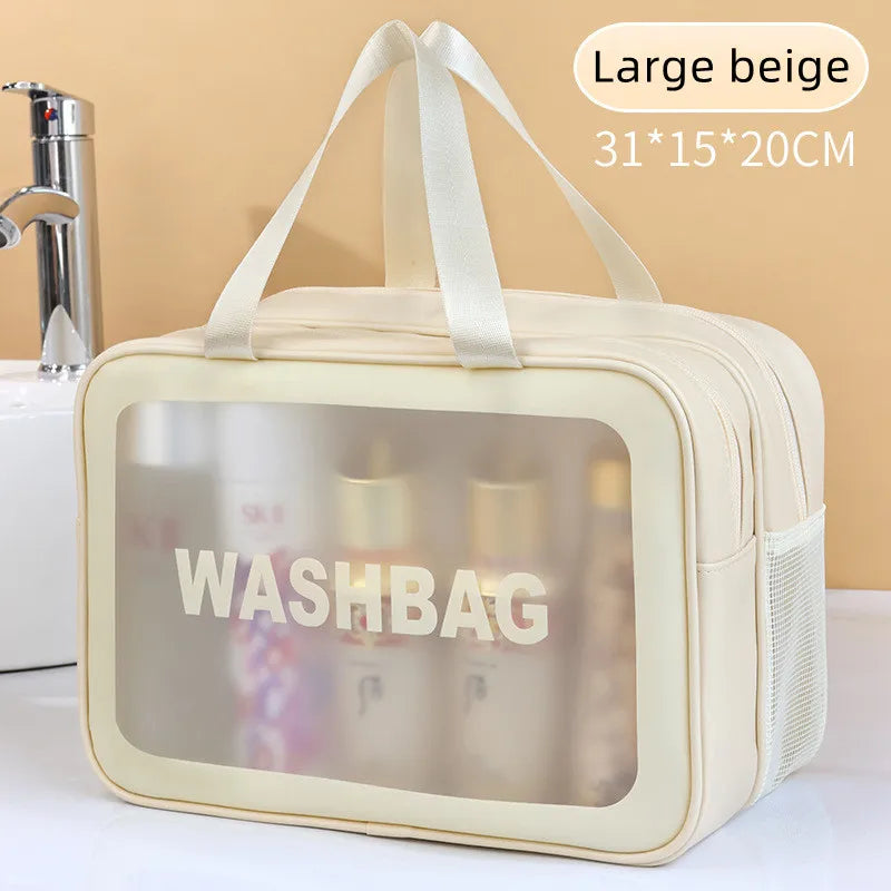 Double Transparent PU, Dry Wet Separation, Travel Makeup Bag Portable, Cosmetic Storage Bag, Washing Bag