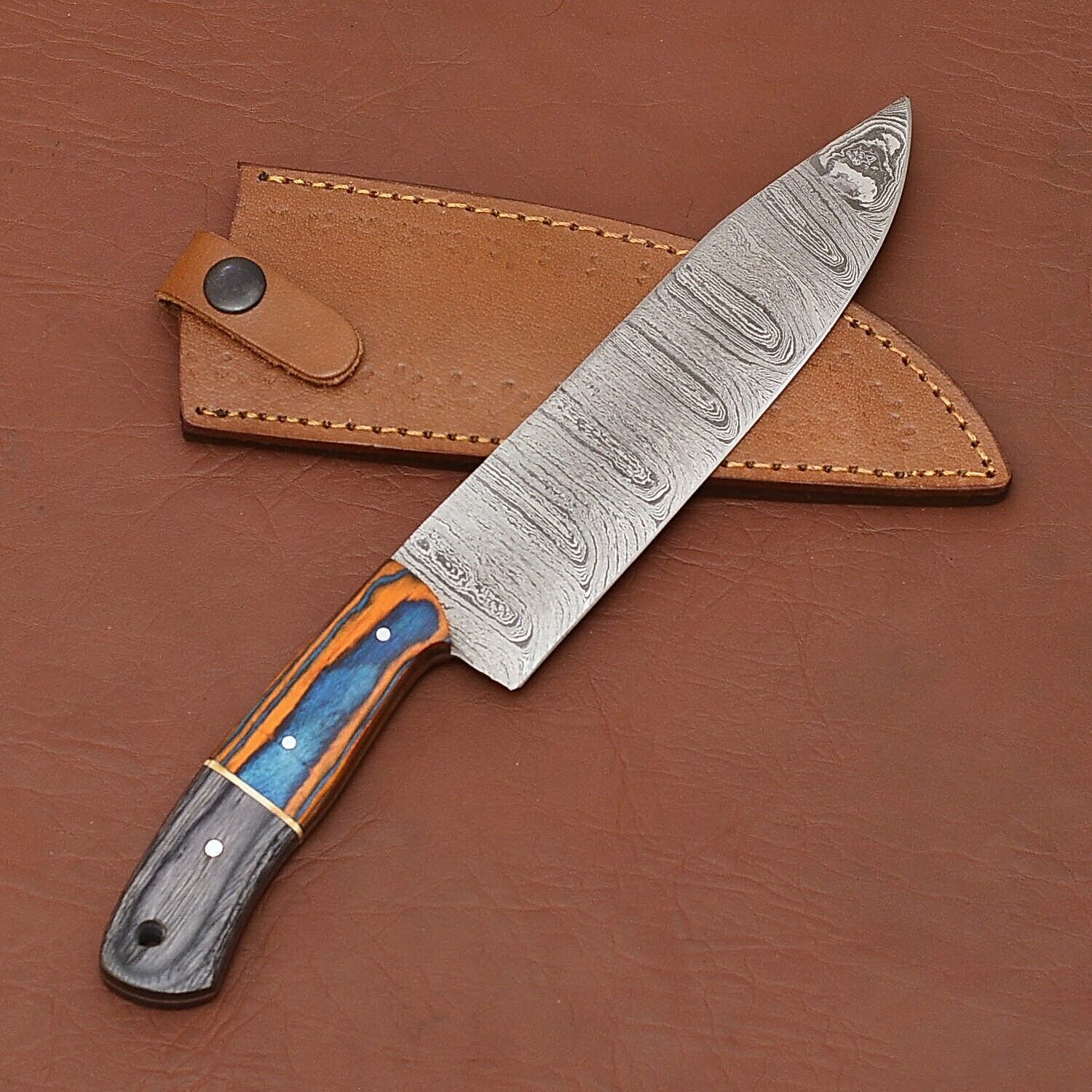 Unique Handmade Damascus Steel Kitchen Knife  Premium Fillet Design 2