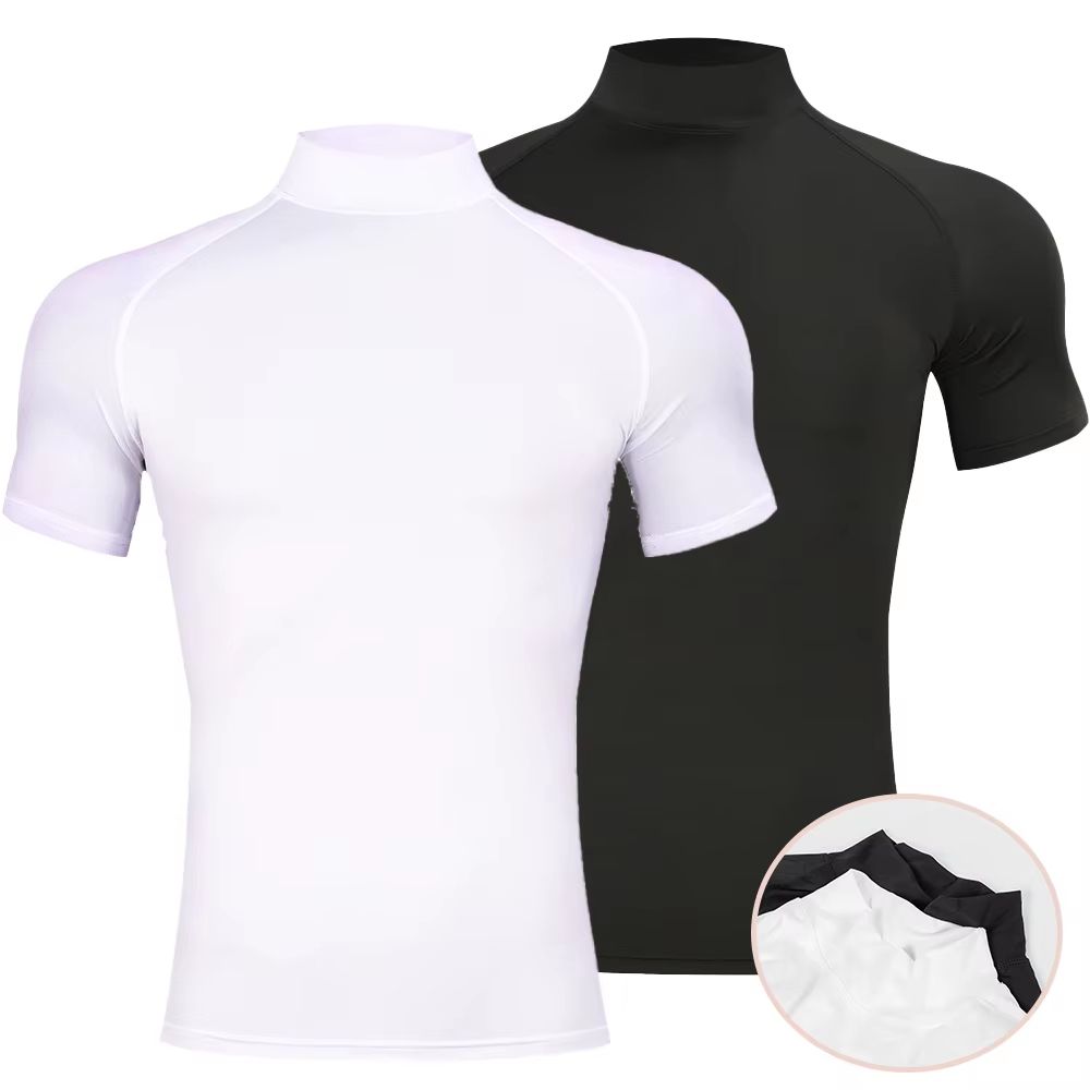 Men's Compression Turtleneck Workout Shirt – Quick-Dry Tight-Fit Gym T-Shirt for Bodybuilding, Running & Fitness