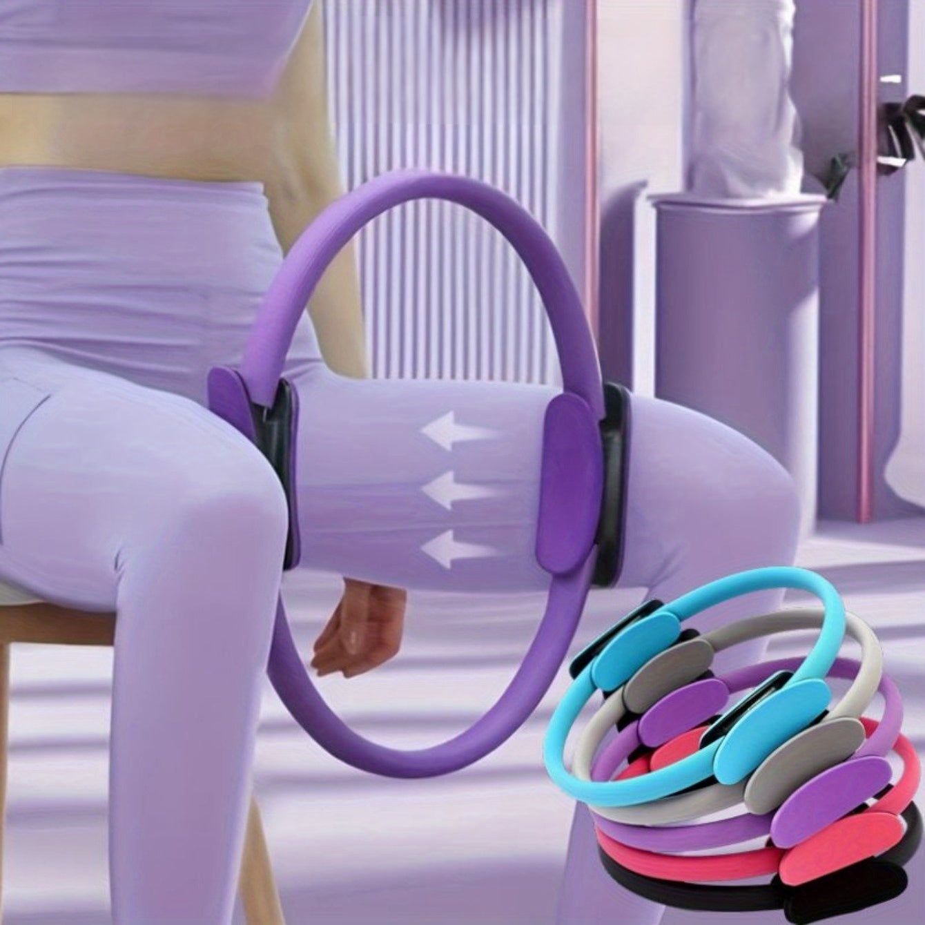 Yoga Pilates Ring for Home Exercise, Resistance Elastic Gym Workout, Monochrome Fitness Ring, Body Stretch Ring
