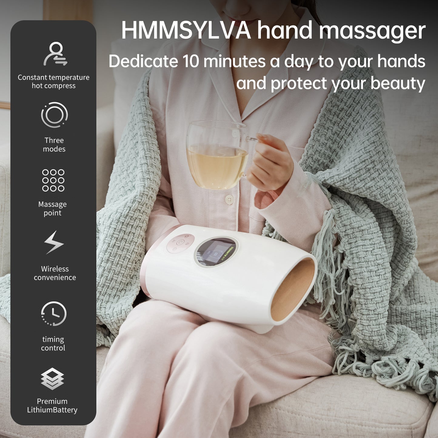 LED Screen Finger Hand Massager, Quiet Portable Hand Massage with Heat and Compression, Ideal Gifts for Men and Women