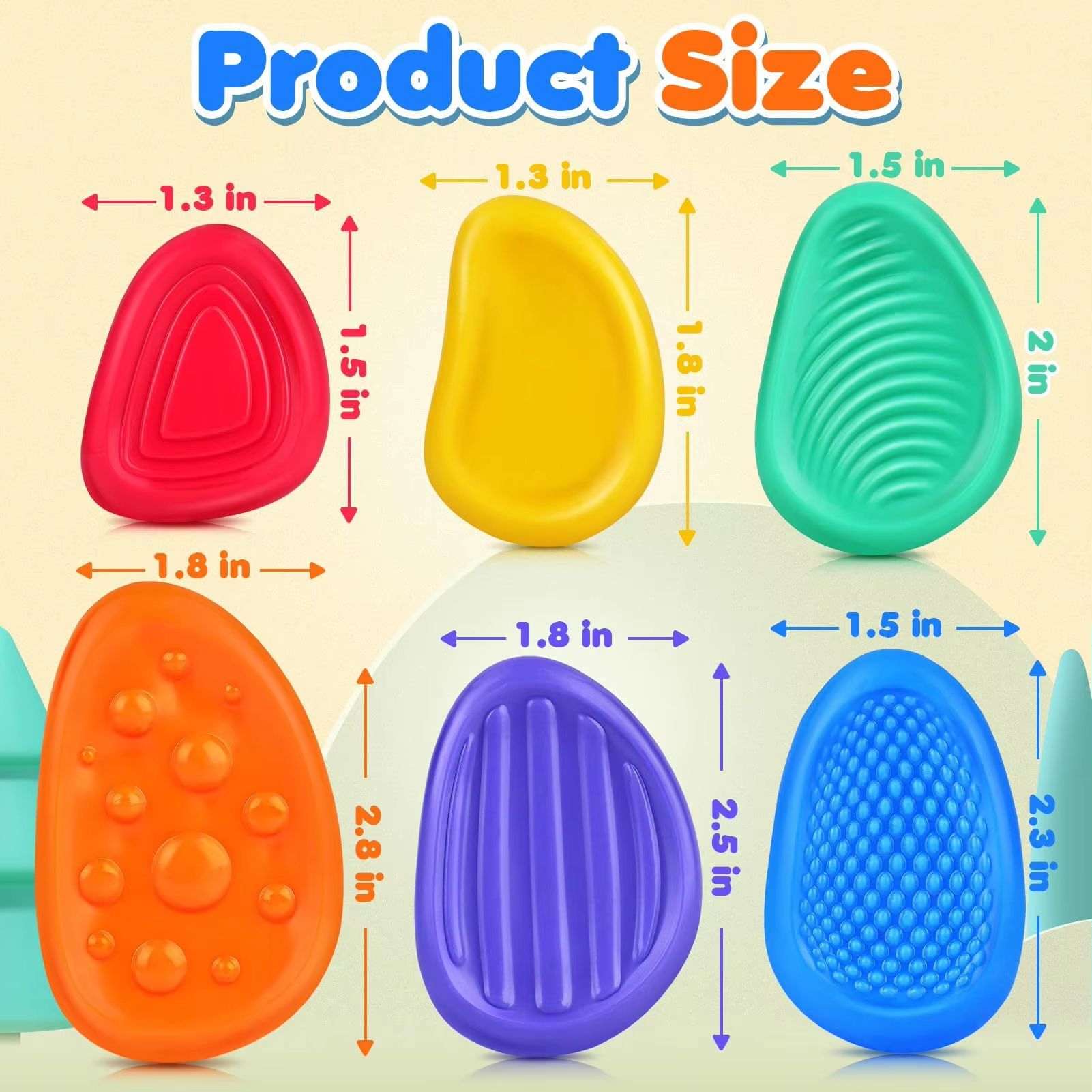 Fidget Sensory Silicone Stones  6Pack Textured Stress Relief Toys For Adults And Kids With Autism O 4