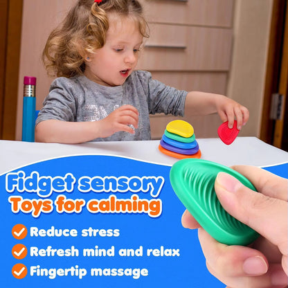 Fidget Sensory Silicone Stones  6Pack Textured Stress Relief Toys For Adults And Kids With Autism O 5