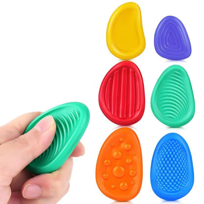 Fidget Sensory Silicone Stones  6Pack Textured Stress Relief Toys For Adults And Kids With Autism O 6