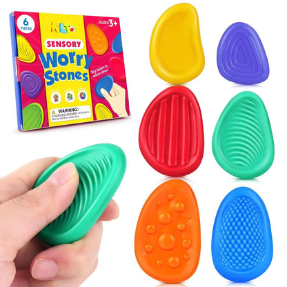 Fidget Sensory Silicone Stones  6Pack Textured Stress Relief Toys For Adults And Kids With Autism O 7