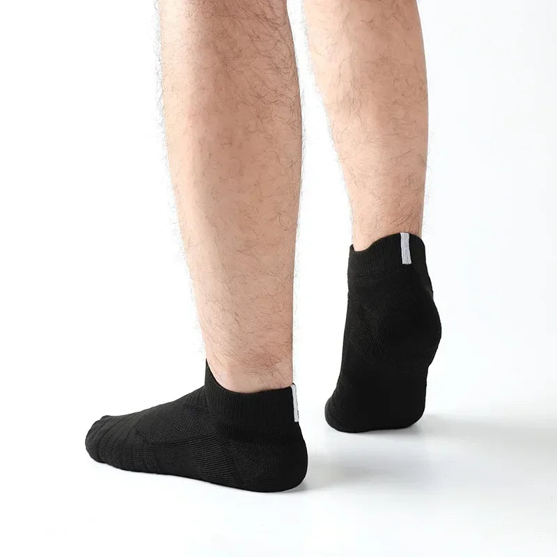 Sports Running And Basketball Socks New Fitness Flight Short Tube Design With Towel Bottom Solid Bl 1