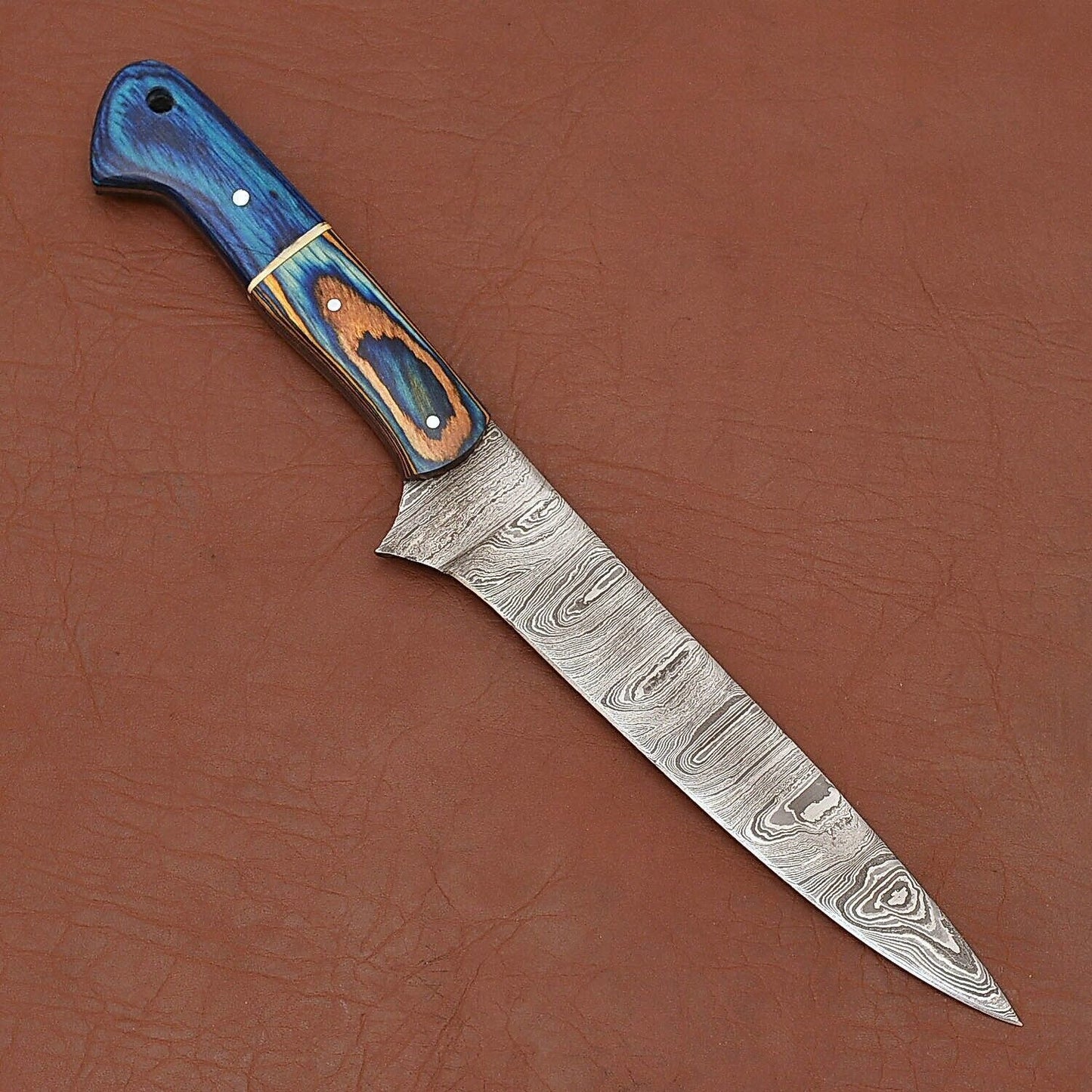 Professional Damascus Fillet Knife  12 Handmade Chef Knife With Leather Cover 1