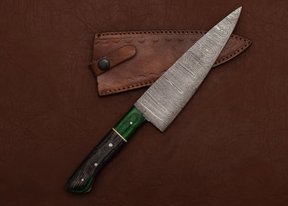 Authentic Damascus Steel Knife  Handmade 7 Fillet Chef Blade With Pakka Handle 1
